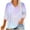 Purple3, variant on Jgppe 3/4 Sleeve Tops for Women Large Size Button up Print Soft V Neck Blouse Summer T Shirts