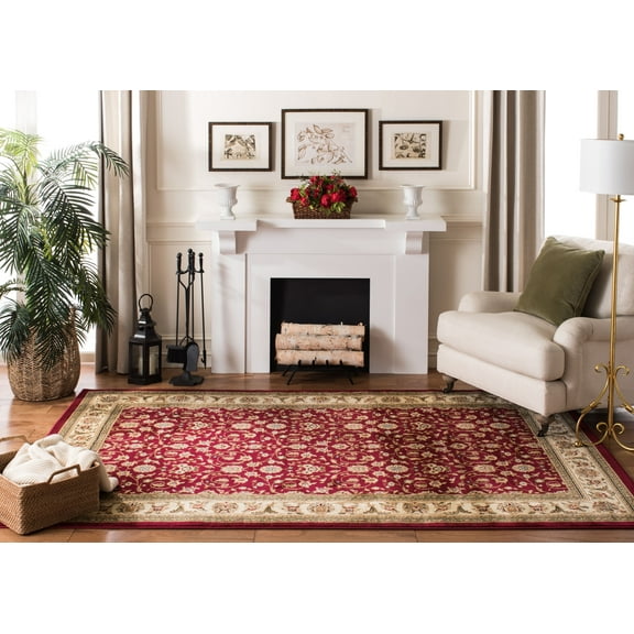 SAFAVIEH Lyndhurst Pearl Traditional Bordered Area Rug, Red/Ivory, 8' x 8' Square