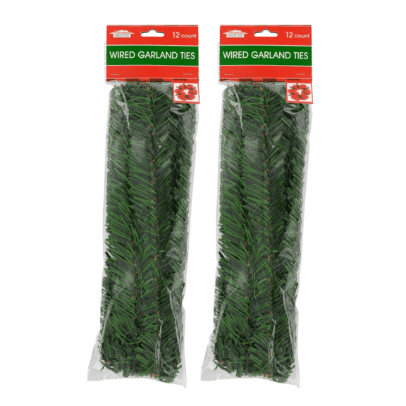 PSLLC Durable Christmas Garland Ties, 2 Pack, Green, PVC DIY Decor, 24 Count
