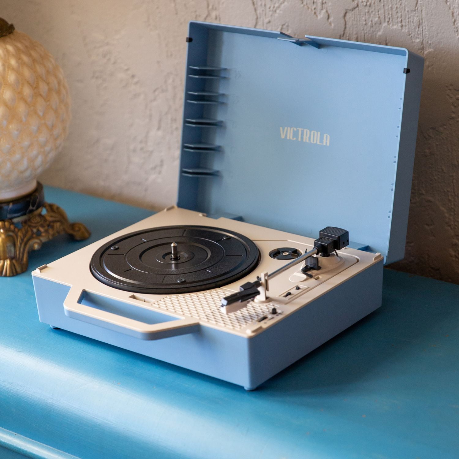 Victrola ReSpin Sustainable Bluetooth Suitcase Record Player Light