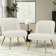 thumbnail image 2 of Andeworld Modern Accent Chairs Faux Leather Accent Chairs for Living Room Set of 2 Upholstered Living Room Chairs Large Seat with Metal Legs(Beige, Set of 2), 2 of 5