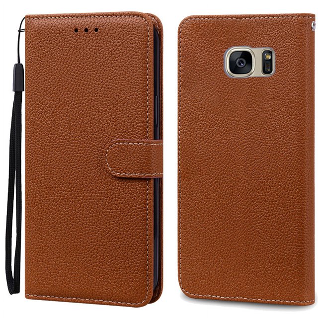 S7Edge Case For Samsung Galaxy S7 Case Leather Wallet On For Samsung S7 Edge Case Soft Flip Cover For Samsung S7 S 7 Edge Fundas Brown For Samsung S7 Edge