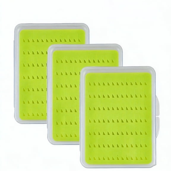 3 Pack Fly Fishing Tackle Box, Large Green Waterproof Artificial Lure Storage Case with 108 Slots, Durable PP Plastic Fly Box for Outdoor Angling