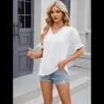 thumbnail image 4 of Blusas Lindas con Mangas Abullonadas para Mujer, Camisetas de Verano Ajustadas con Cuello en V, Blusas de Moda Y2k para Salir, Blusas Casuales, Camisetas Tipo Túnica XXL, 4 of 7