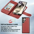 thumbnail image 5 of Galaxy S24 Ultra 5G Case, Takfox Wallet Case for Samsung Galaxy S24 Ultra, PU Leather Credit Card Holder Case [9 Card Slots] Folio Flip Detachable Magnetic Cover Kickstand & Carrying Strap,Wine, 5 of 7