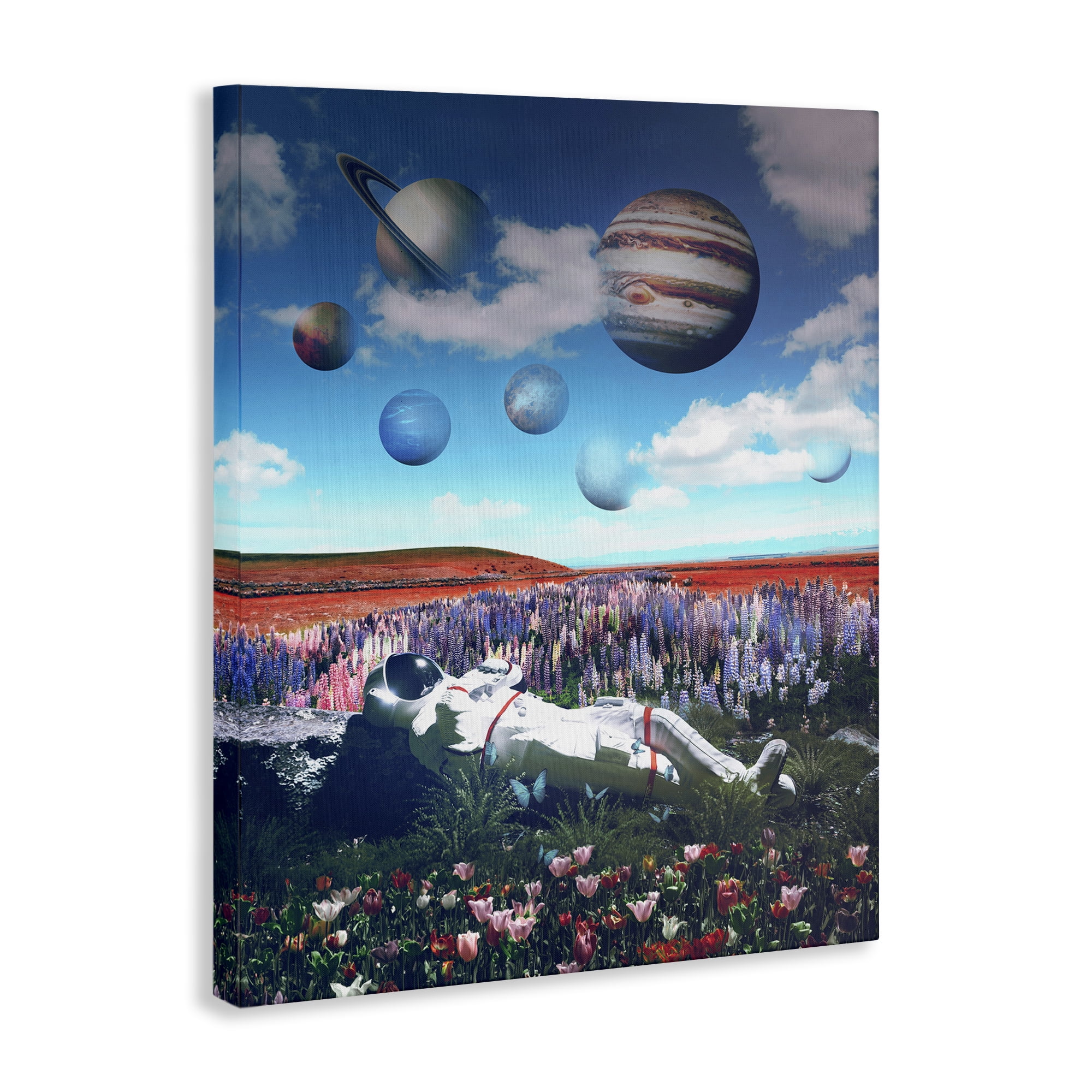 Stupell Industries Astronaut & Overhead Planets Astrology & Stars Painting Wrapped Canvas Art Print Wall Art, 24 x 30