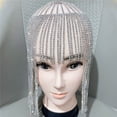 thumbnail image 1 of 1 pieza de tocado de diamantes de imitación de la década de 1920, gorro de aleta de cristal, tocado con cuentas, gorro de danza del vientre, gorro de borla nupcial, cadena para la cabeza, jo, 1 of 5