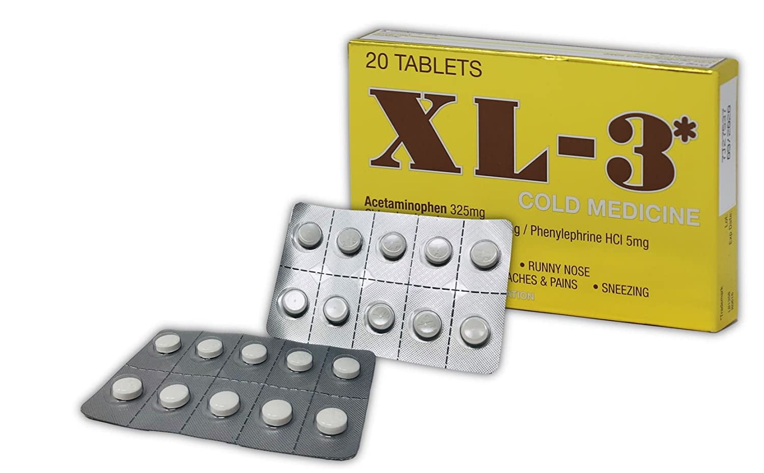 Xl-3 Cold Medicine Nasal Congestion & Fever Relief Tablets, 20 ct, 6 Pack