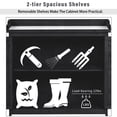 thumbnail image 4 of Outdoor Potting Bench Table with Waterproof Top and Side Hooks, Wooden Storage Cabinet Tool Shed with 2-Tier Shelves, Garden Work Bench for Backyard Patio, Black, 4 of 9