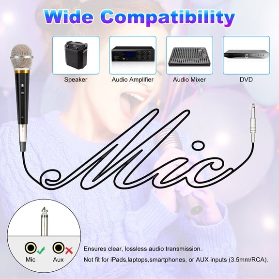 (YYL)--1Pc Handheld Dynamic Microphone Wired XLR Microphone With On Off Button 13ft Detachable XLR Cable Professional Studio Live Performance Cardioid Mic For For Karaoke Vocals Podcasting Recording