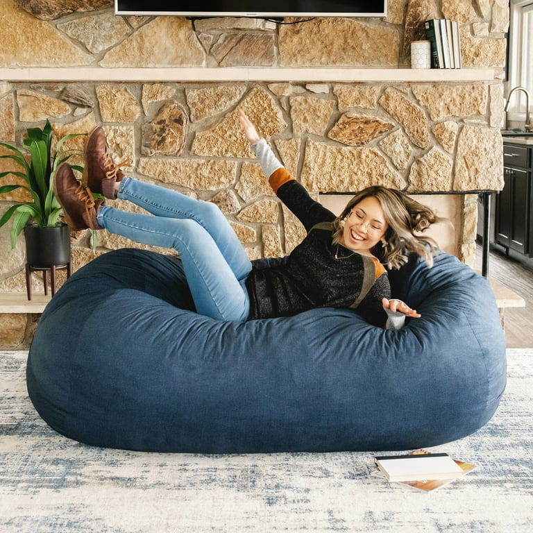  Big Joe Fuf Media Lounger Foam Filled Bean Bag Chair with  Removable Cover, Midnight Plush, Soft Polyester, 6 feet Giant : Home &  Kitchen