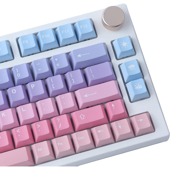 Sunzit PBT Keycaps, 129 Keys Dye Sublimation Cherry Profile Keycaps with 6.25U Spacebar Colorful Clouds Keycap Set for Cherry MX Switches ISO/ANSI Layout Mechanical Keyboards
