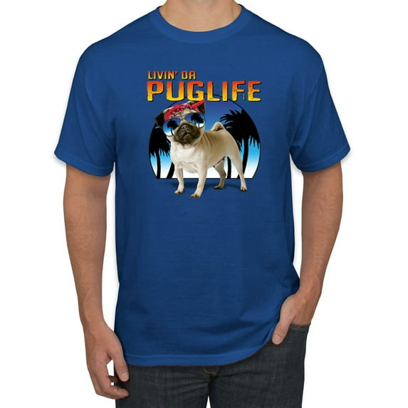 Wild Bobby, Cute Pug Life Living, Animal Lover, Men Graphic Tee, Royal, Small