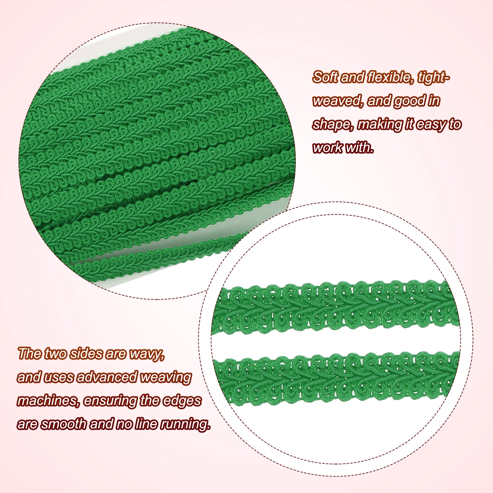 Unique Bargains Gimp Braid Trim Woven Fabric Ribbon Green
