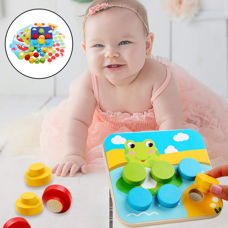 Color Button Toy Integrated Keyed Lock Wooden Button Art Toy For Toddlers - Color ...