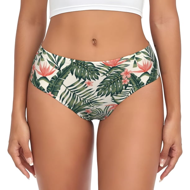 Fotbe Palm Trees and Tropical Calzones Estampados para Mujer – Ropa Interior de Algodón, Cómoda, Suave y Elástica-Large