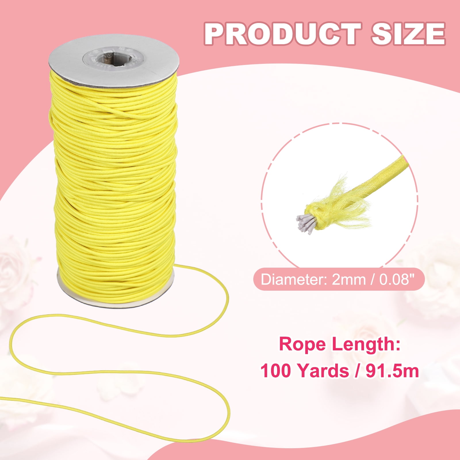 Uxcell Stretchy String for Bracelets, Elastic Crystal Thread Stretch Elastic Beading Cord 2mm & Yellow-Fitting For(Bracelets/Sewing/Beading/Necklace/Jewelry Making/Crafts DIY)