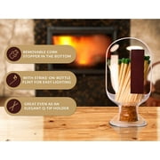 Glass Match Holder with Striker - Fancy Matches in a Jar Cloche - Decorative Home Decor Gifts - Match Striker Bottle for Matches - Mothers Day Gifts for Her - White Matches Included (Medium 250ml)