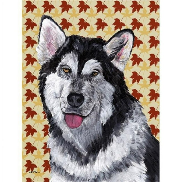 Carolines Treasures SC9495CHF Alaskan Malamute Drapeau Feuilles d'Automne Toile Taille Maison