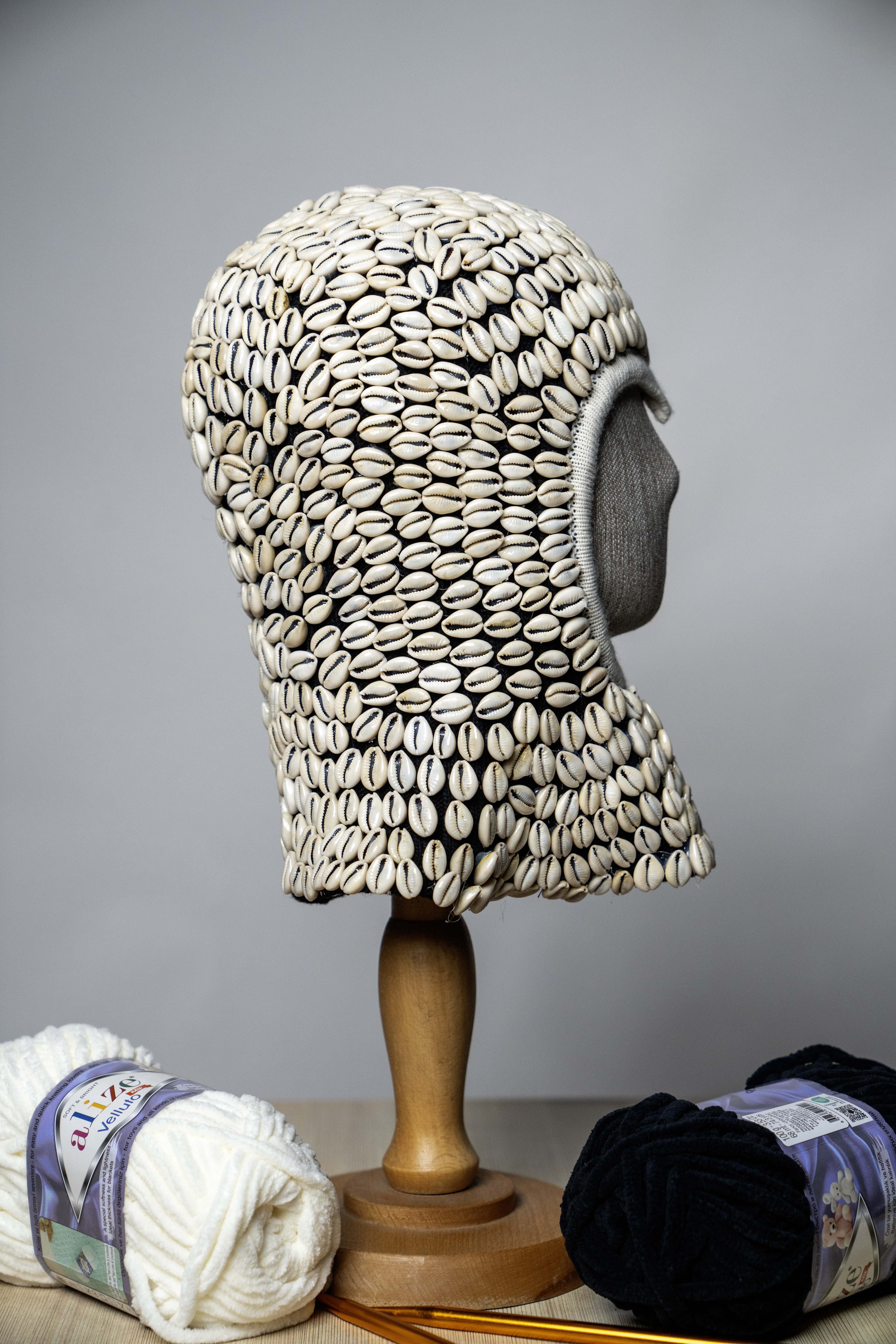 Handmade Balaclava mask, Seashell embroidered ski mask ,designer  mask, custom mask, snow mask, motorcycle mask