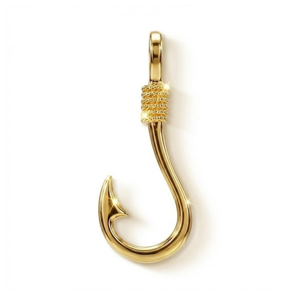 Charm America - Gold Fish Hook Charm - 10 Karat Solid Gold