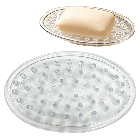 FXMLRLK 1 Piece Plastic Soap Dish Clear Bar Holder Tray Self Draining Soap Saver with Holes Soap Container for Bathroom Counter, Kitchen