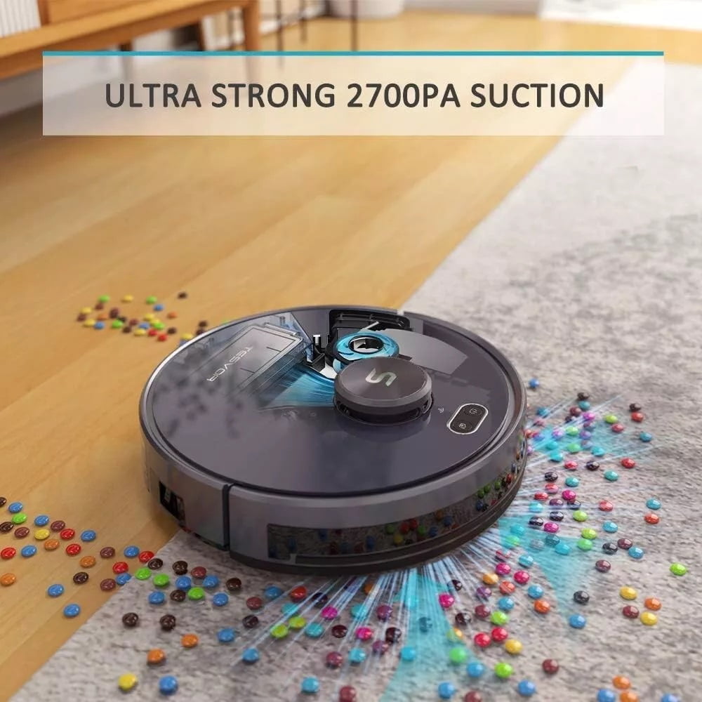 Tesvor Robot Vacuum Cleaner, S6 Robotic Vacuum with Lidar Navigation, 2700Pa Powerful Suction, No-go Zone, Wi-Fi, Self-Charging, Ideal for Pet Family, Hard Floors to Medium-Pile Carpets