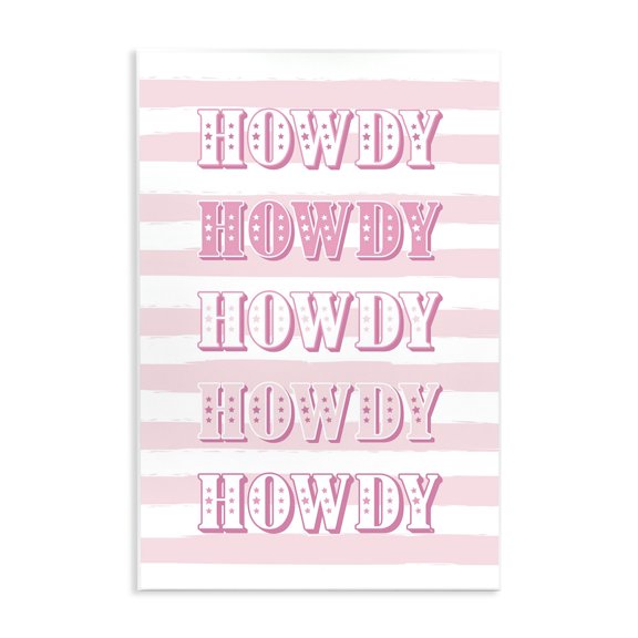 Stupell Industries Eclectic Howdy Pink & White Stripes Wall Plaque Art, 10 x 15, by Martina Pavlova