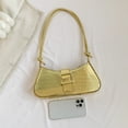 thumbnail image 4 of Bolso de mujer 2023 Patrón de cocodrilo Moda Bolso de mensajero simple (Oro), 4 of 9
