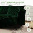 thumbnail image 3 of [Modern Green Corduroy 3-Seater Sofa with 3 Ottomans for Living Room], 3 of 23