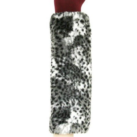 Lady's Furry Leopard Print Leg Warmers Fluffy Boot Cover (Black And Blue)