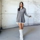 thumbnail image 4 of Conjunto de 2 Piezas Vintage con Cuello Tipo , Larga, Falda Corta y Cintura Alta para Mujer Gris L, 4 of 8