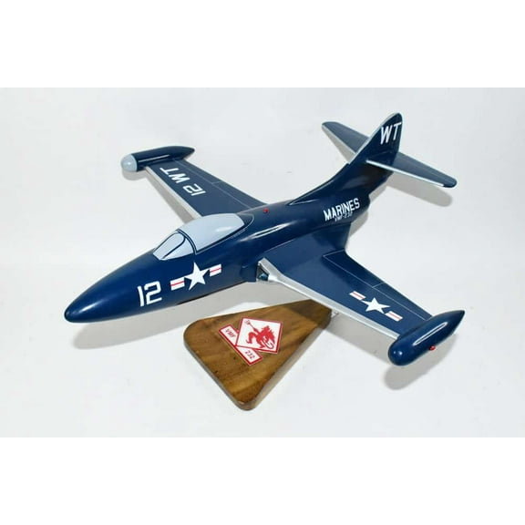 VMF-232 Red Devils 1953 F9F Panther Model, 18in, Mahogany, Navy, Grumman