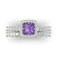 thumbnail image 2 of Clara Pucci 14K White Gold 1.56 Simulated Alexandrite Engraveable Engagement Ring + Wedding Band Set, 2 of 7