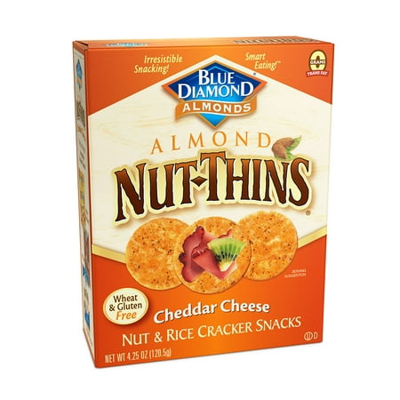 Blue Diamond Nut-Thins Cheddar Cheese Nut & Rice Cracker Snacks, 4.25 (Best Cheese And Crackers For Wine)