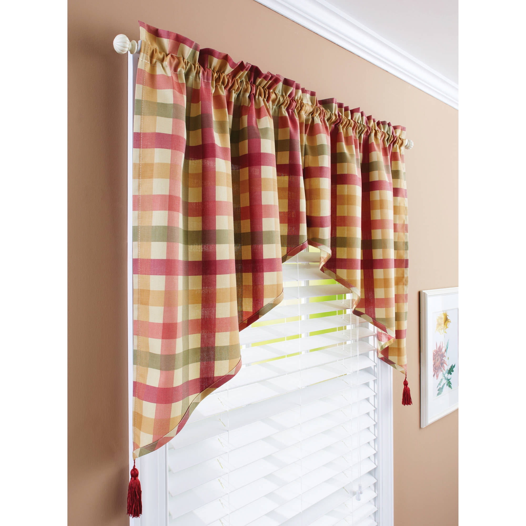 Better Homes Gardens Red Check Tier Valance Or Swag Valance