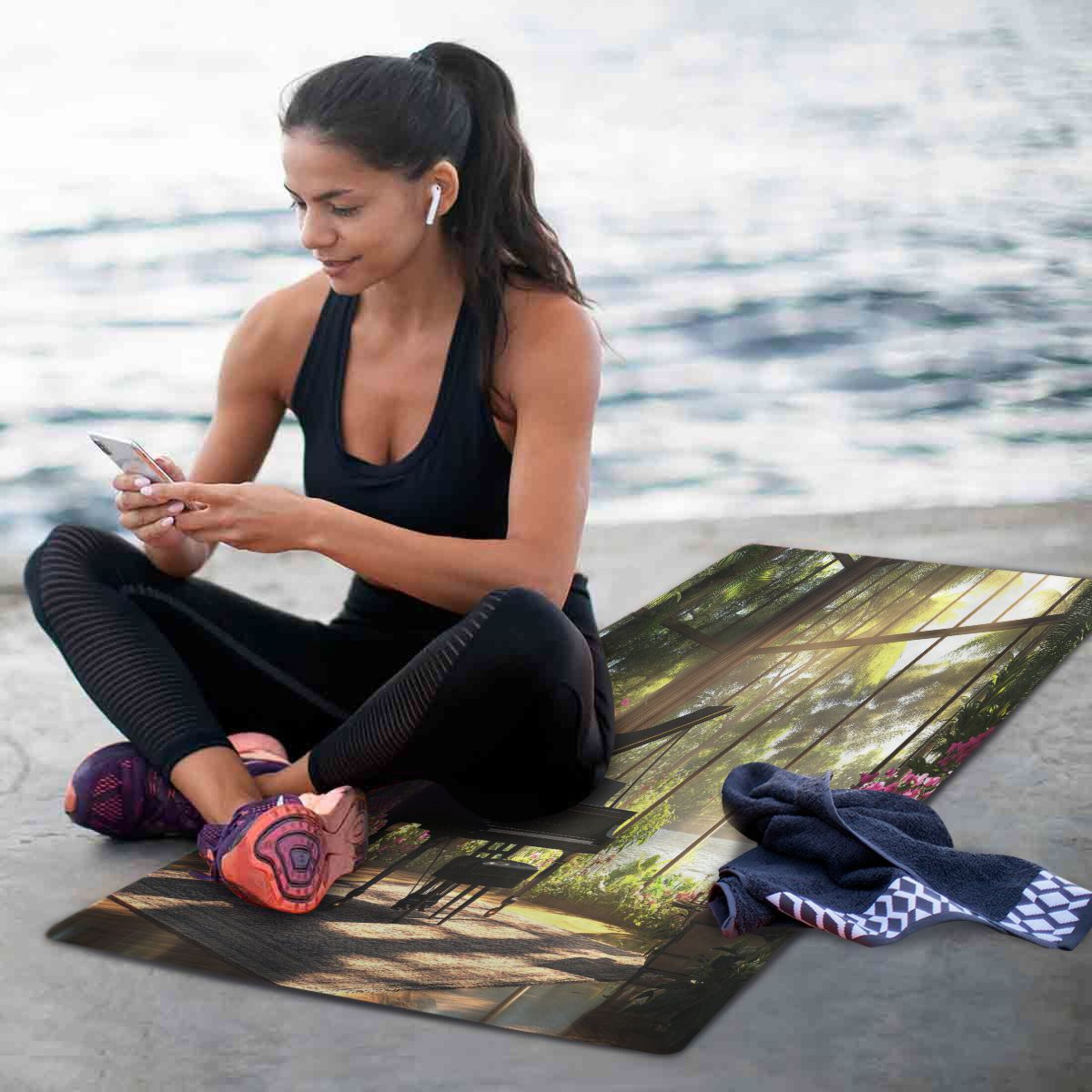 BZSMCE Yoga Mat Women Grand Piano in Sunlit Room Fitness Mat