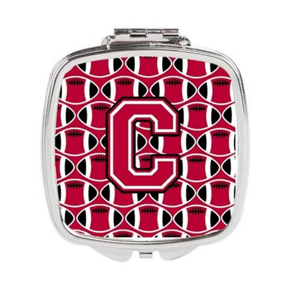 Letter C Football Crimson & White Compact Mirror