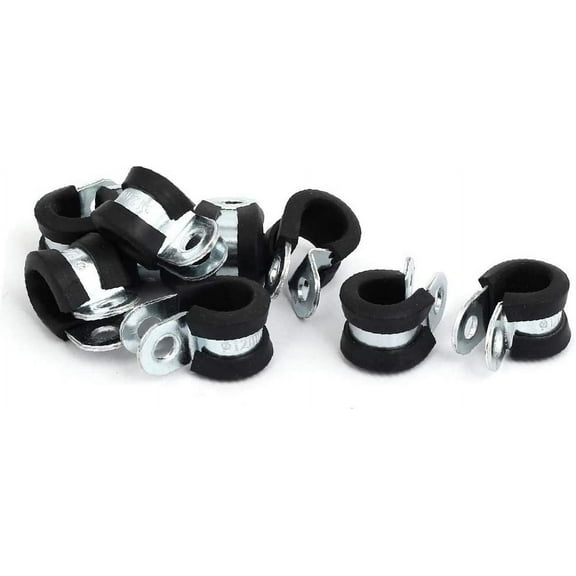 12mm Dia Rubber Lined R Shaped Zinc Plated Pipe Clip Cable Clamp 10pcs(12 mm Dia recubierto de caucho R en forma de zinc galvanizado Clip de tubo abrazadera de cable 10pcs