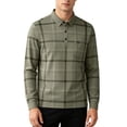 thumbnail image 2 of Ceisia Men's Plaid Print Long Sleeve Polo Shirt With Pocket Casual Business Solid Color Checkered Top Green XXXL Gift, 2 of 8