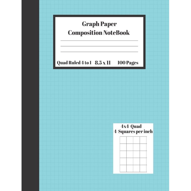 Graph Composition Notebook 4 Squares per inch 4x4 Quad Ruled 4 to 1 / 8