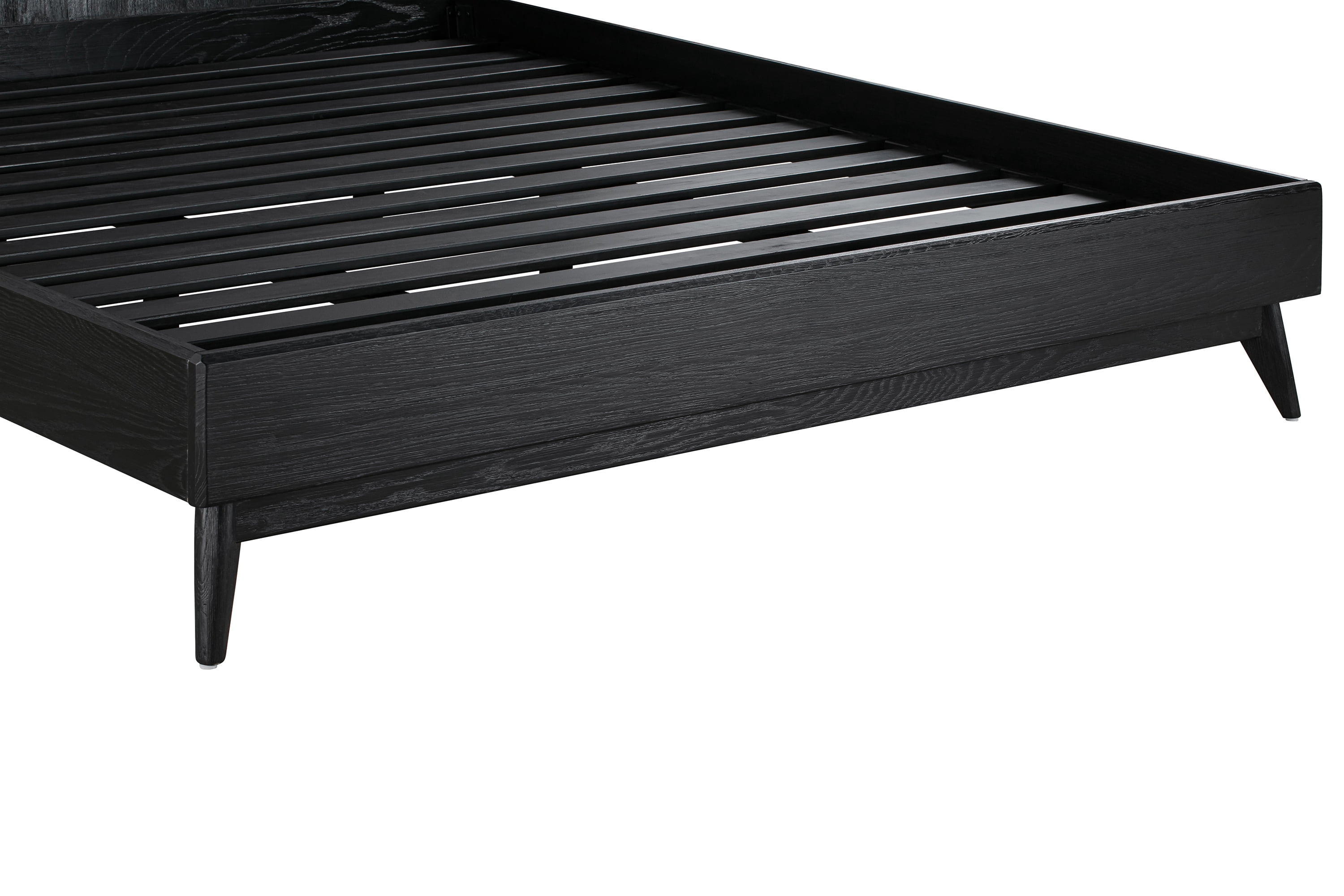 Carnaby Queen Platform Bed Frame in Black Brushed Oak Wood