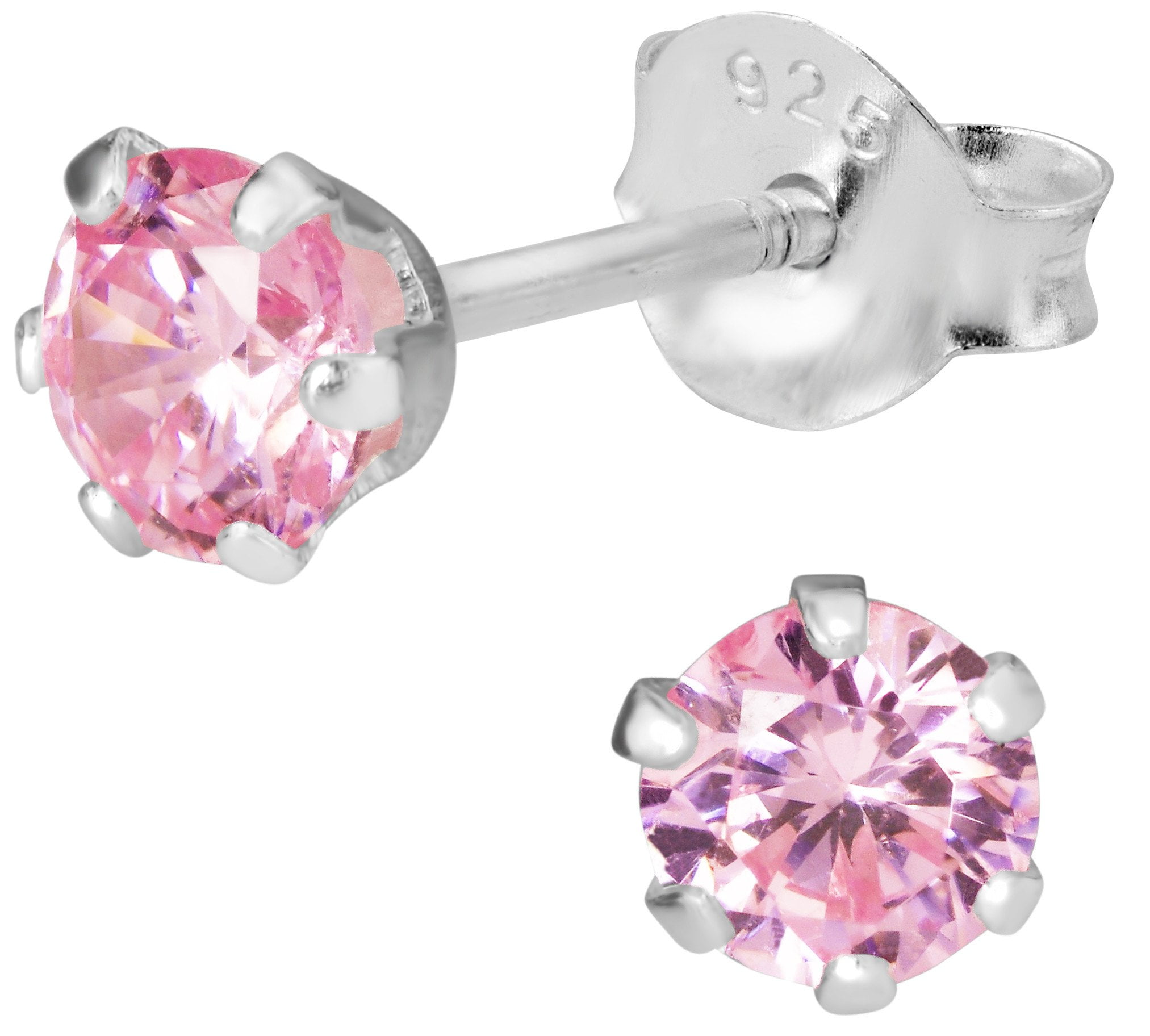 Oval Earrings Pink Simulated CZ Clear Simulated CZ .925 Sterling Silver Pendant Set