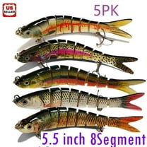 5PK Bass Fishing Lures Bass Lures for Freshwater Saltwater, Lifelike Multi Jointed Swimbait, Slow Sinking Swimming Lure, Animated Lure Hard Bait Trout Perch Pike Fishing with Hooks