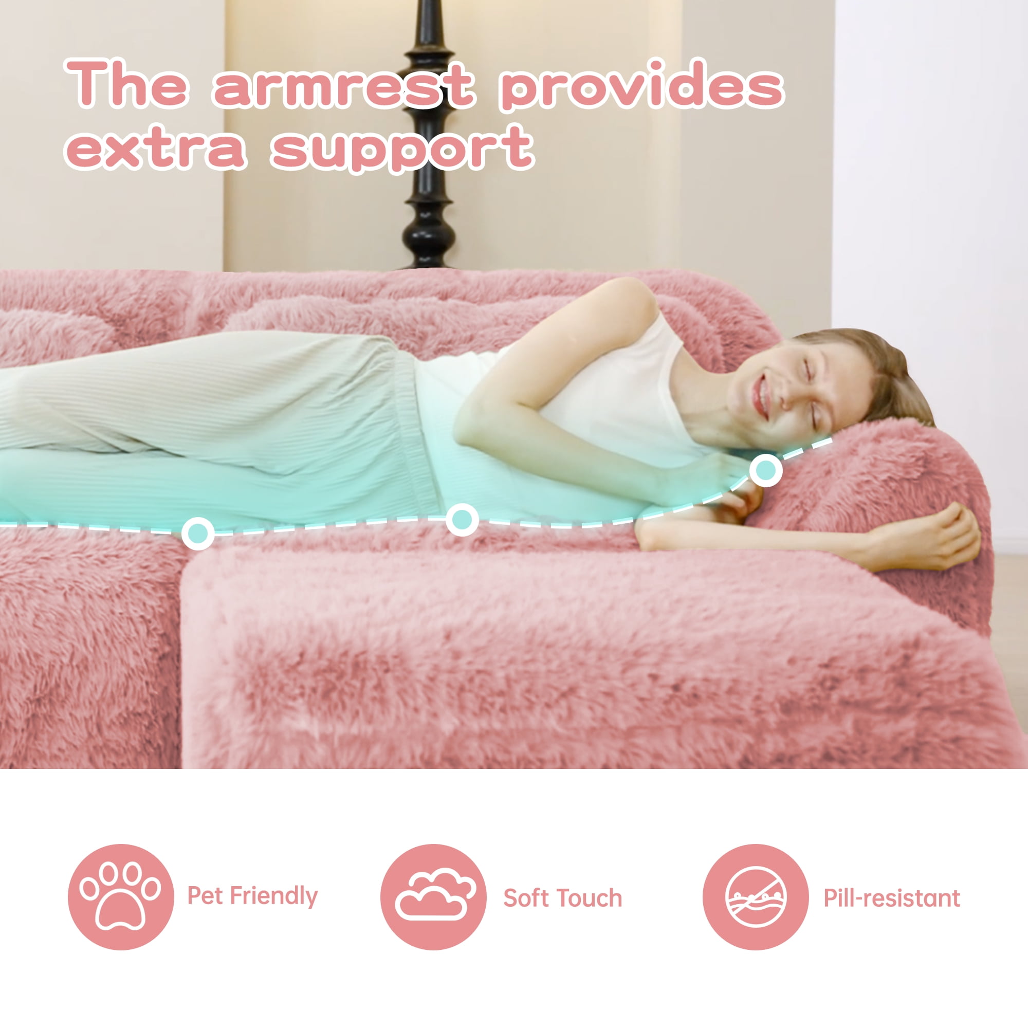 AISWORD 40" 2-Seat Modular Cloud Loveseat, Premium Plush Fabric Boneless Sofa with 32D High-Density Foam&Anti-Slip Bottom