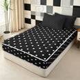 thumbnail image 2 of Erosebridal Modern Polka Dot Zipper Full Size Comforter Sets with Fitted Sheet and 2 Pillowcases for Girls, Black White Dotted Zipper Bedding Set, Black Reversible, 4-Piece, 2 of 7