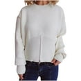 thumbnail image 2 of Qetyuw Oversized Sweater for Women Zip Down Hem Long Sleeve Loose Fit Pullover Jumper Chunky Casual Crew Neck Sweaters, 2 of 5