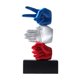 thumbnail image 3 of Estatua de piedra, papel o tijera de resina, adorno de mesa decorativo azul, blanco y rojo para Base negra, 3 of 9