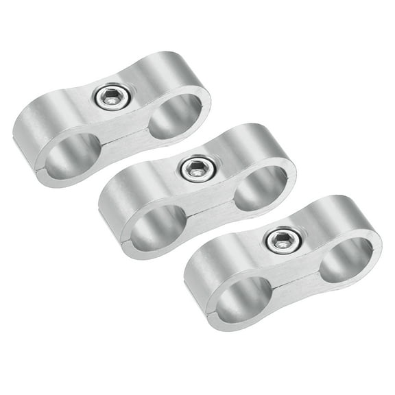Unique Bargains 3pcs Aluminum Alloy AN6 Car Hose Separator Clamp Fuel Line Connector for Oil Fuel Hose Silver Tone