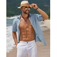 thumbnail image 4 of COOFANDY Mens Linen Button Up Shirt Casual Beach Shirts Summer Button Down Short Sleeve, 4 of 8